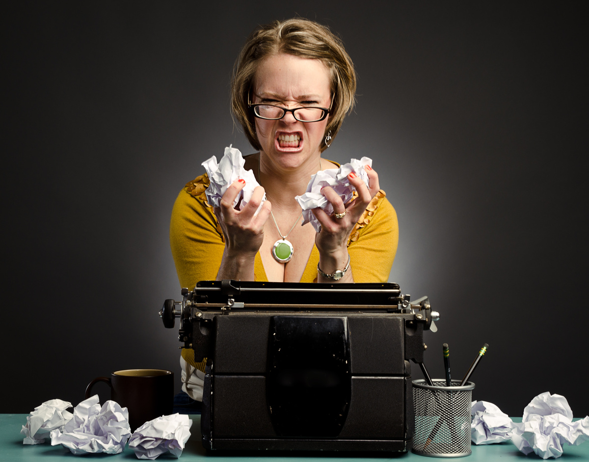 Frustrated writer woman
